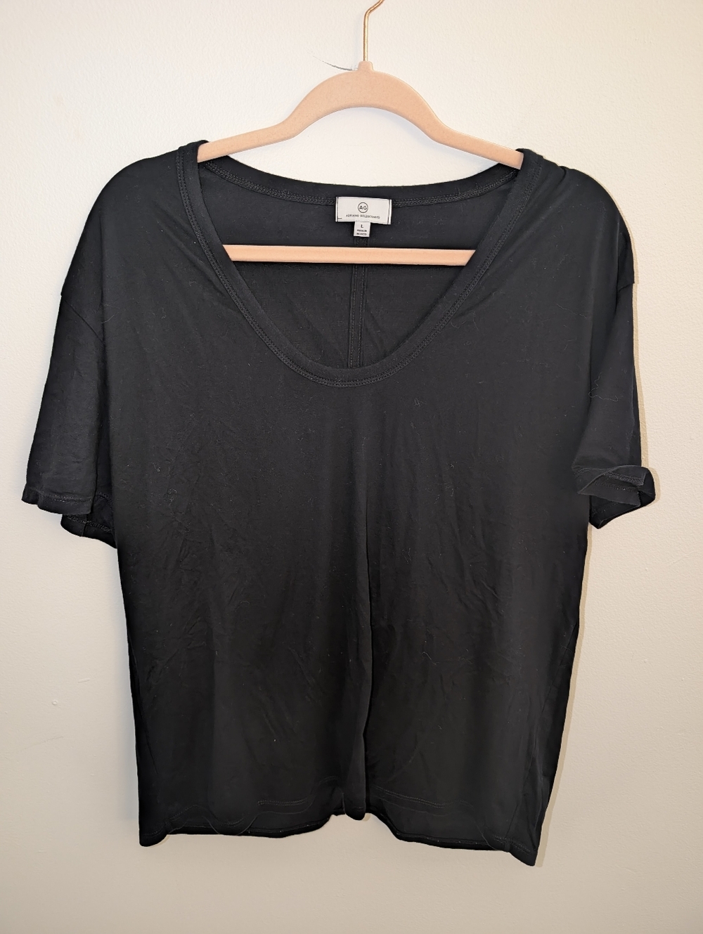 AG Adriano Goldschmied Scoop Neck Tee | Size L | Black